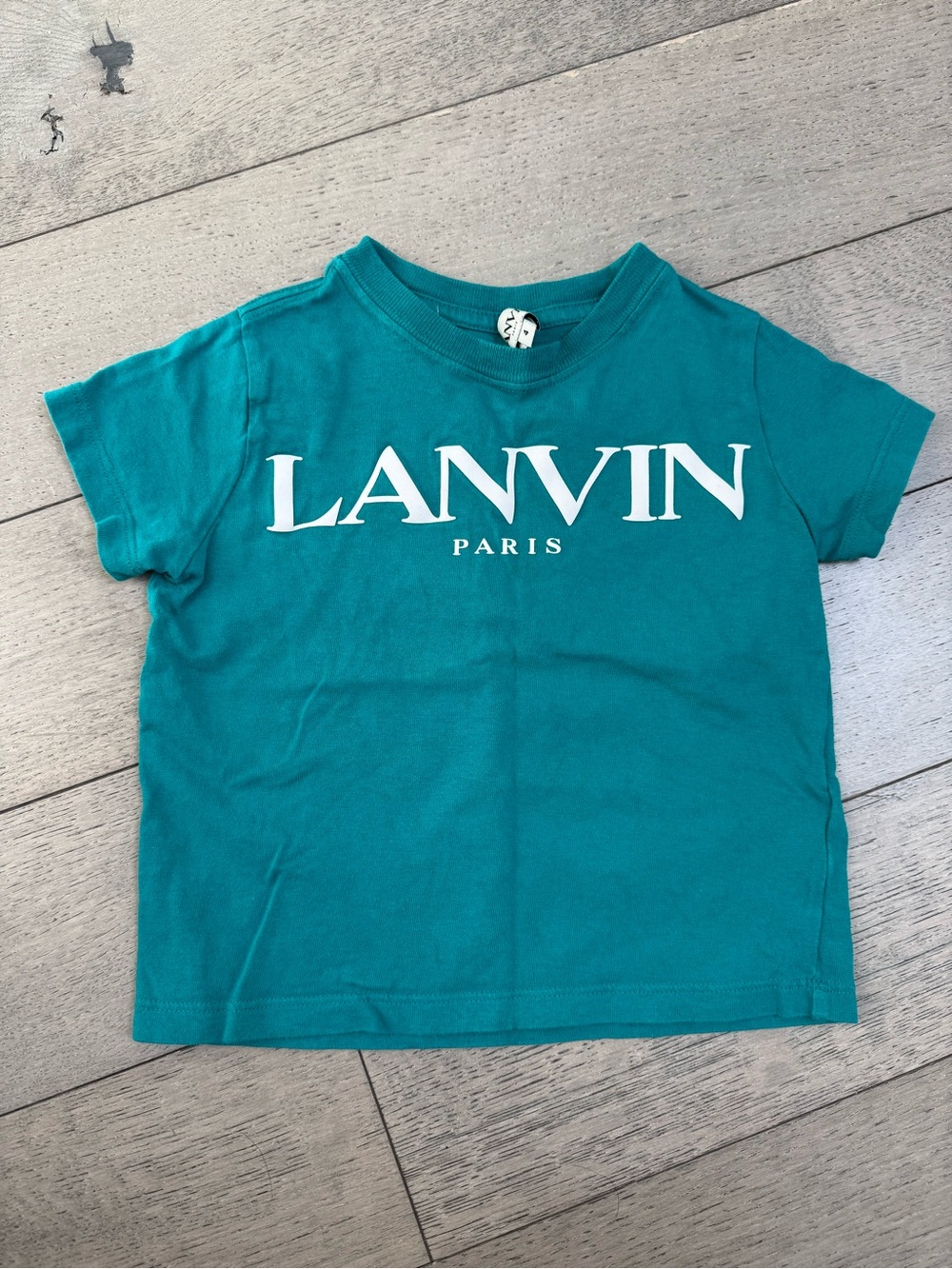 Lanvin Kids Teal Graphic Logo Tee